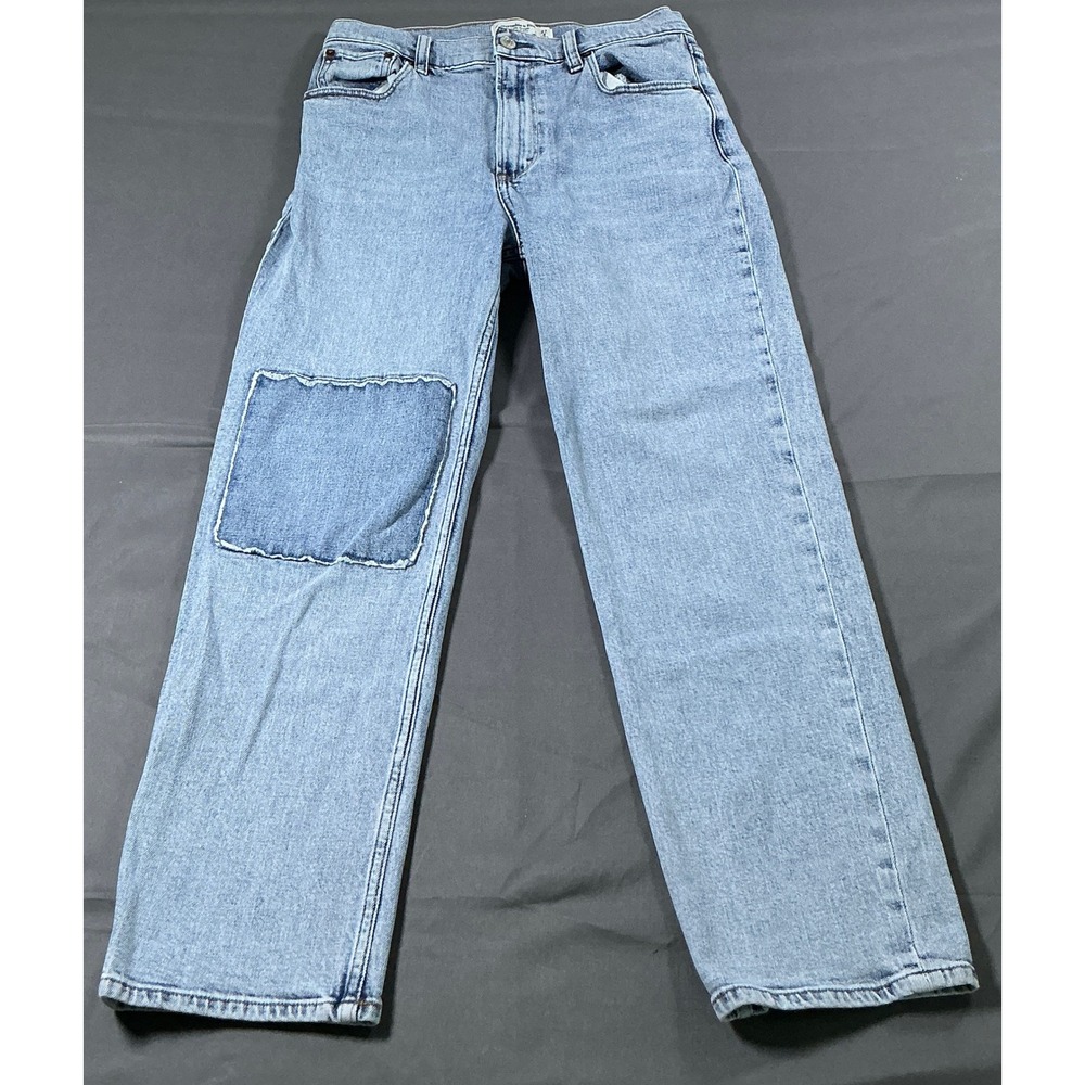 Abercrombie & Fitch The Ankle Straight Ultra High Rise Patchwork Jeans Blue 27/4